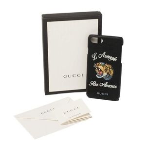 (CFL) Gucci Black Coated Canvas L'Aveugle Par Amour iPhone 7 Case, New in Box